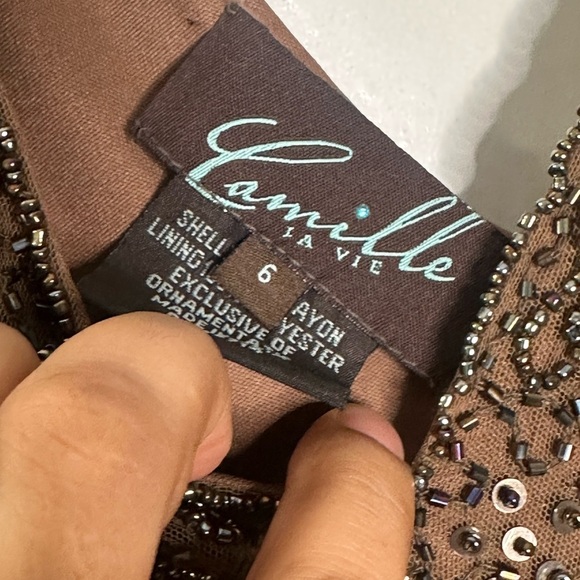 Camille La Vie beaded mesh cocktail Fariy midi dress size 6  whimsigoth - Picture 9 of 16